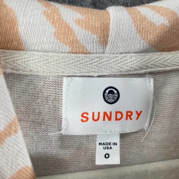 SUNDRY Hoodie XS Orange Zebra Print Long Sleeve Pullover Knit - Picture 10 of 14